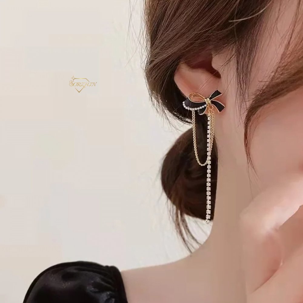 گوشواره استیل پاپیونی آویز دار