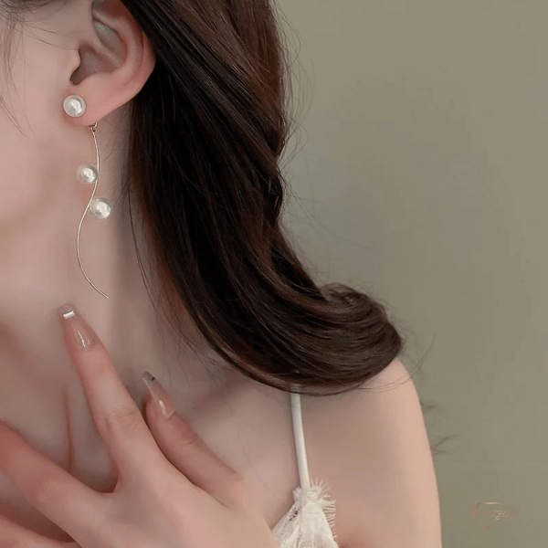 گوشواره استیل زنانه سه مروارید