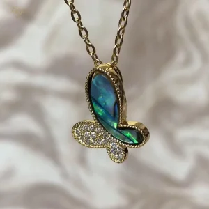گردنبند استیل زنانه طرح پروانه رنگی