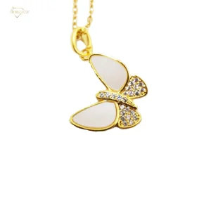 گردنبند استیل زنانه پروانه نگین دار